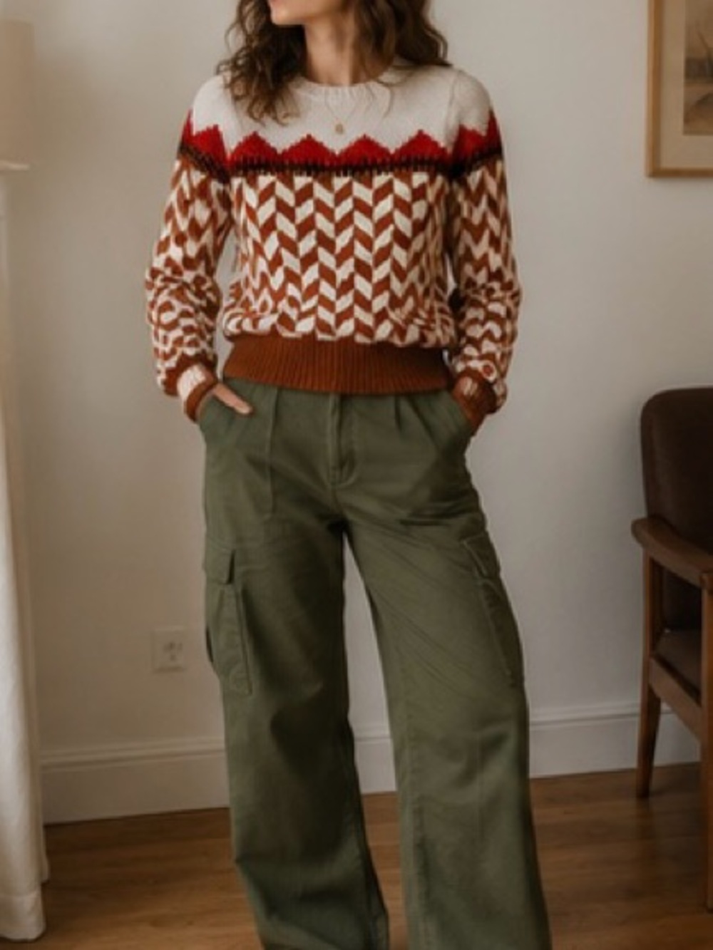 Madewell Chevron Ski Sweater Wool Alpaca Geometric Fair Isle S